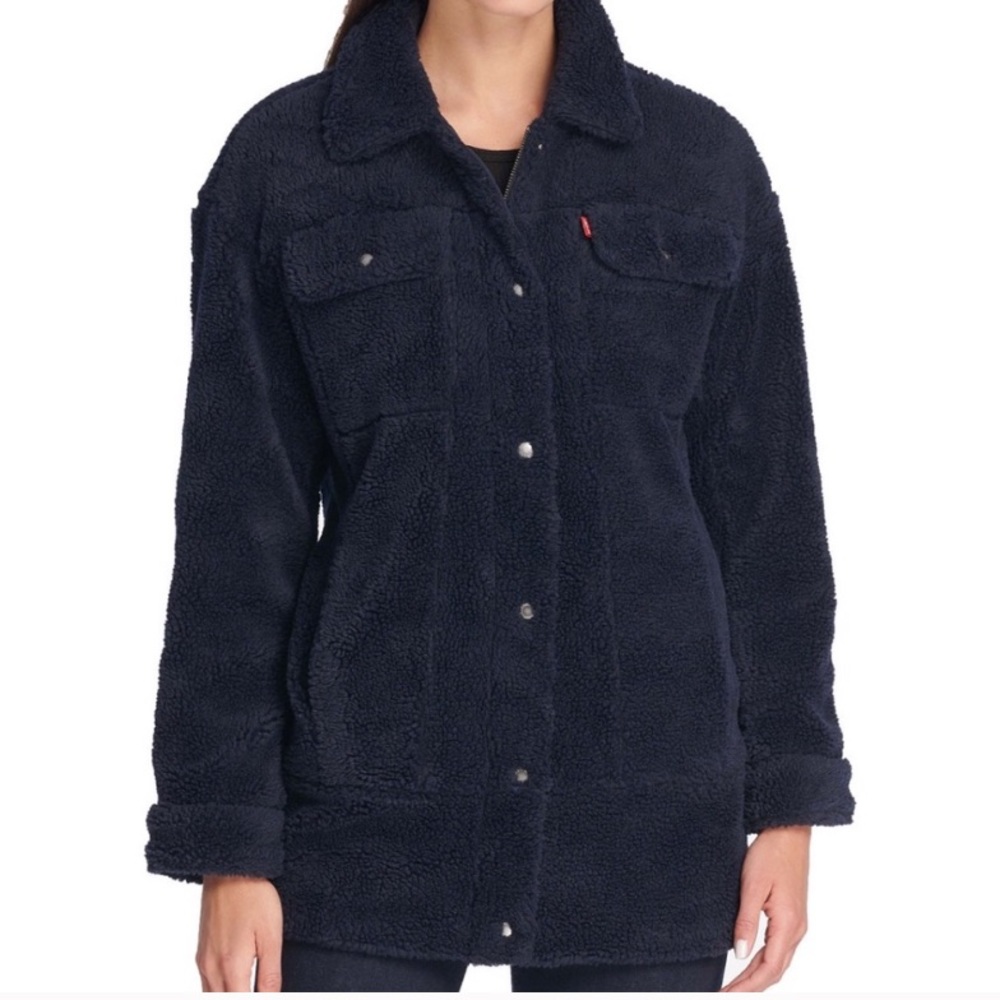 Levi's oversized Sherpa fleece jacket navy teddy